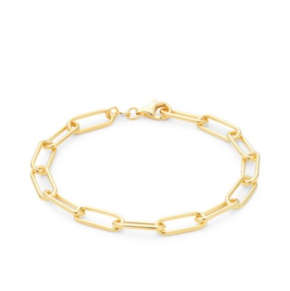 14K Yellow Vermeil Paperclip Chain Bracelet - Picture 1 of 3